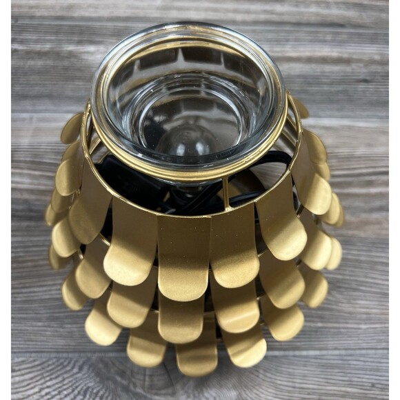 Scentsy All Aglow Small Gold Christmas Tree Pine Gold Metal Wax Warmer In Box - Picture 3 of 10